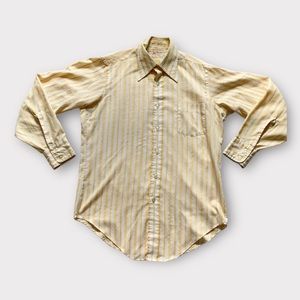 Vintage 60s Yellow & White Striped Button Up Shirt